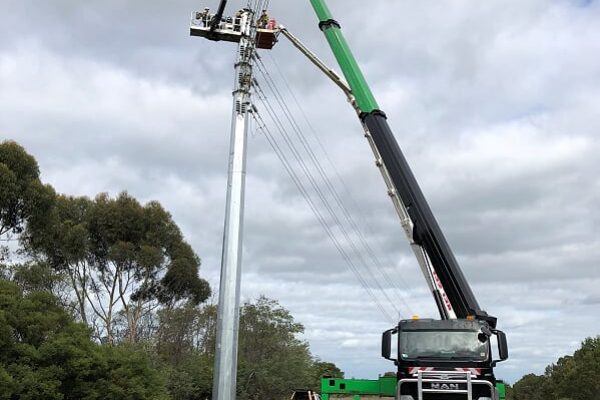 a cherry picker with a boom lift